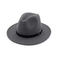 Mannen Fedoras vrouwen jazz hoed zwart wollen Blend GLB outdoor casual hoed (grijs)