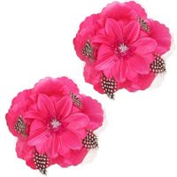 Set van 6x stuks roze speld Hawaii haarbloem met veertjes