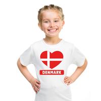Denemarken hart vlag t-shirt wit jongens en meisjes