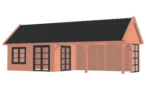 Tijdelijk 15% korting | Trendhout Buitenverblijf Zadeldak XL 1110x440 cm - Combinatie 1- Zadeldak- Onbehandeld lariks Douglas hout- Trendhout