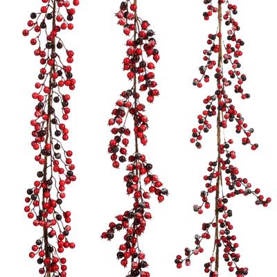 Garland berries bordeaux frosted 3 assorted l180xw20xh4cm kerst - House of seasons