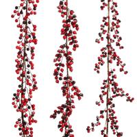 Garland berries bordeaux frosted 3 assorted l180xw20xh4cm kerst - House of seasons
