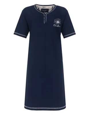 Medaillon dames nachthemd korte mouw - "Bloem"