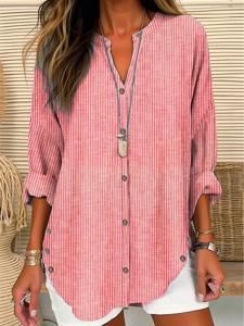 Buckle Striped Casual Blouse