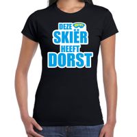 Apres ski t-shirt Deze skieer heeft dorst zwart dames - Wintersport shirt - Foute apres ski outfit - thumbnail