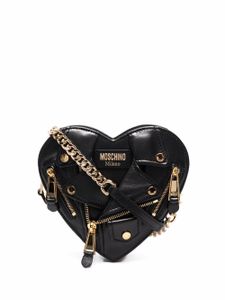 Moschino sac à bandoulière Heart Biker en cuir - Noir