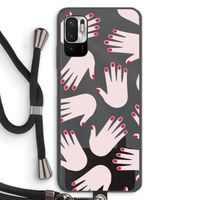 Hands pink: Xiaomi Redmi Note 10 5G Transparant Hoesje met koord