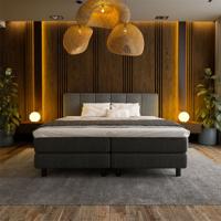 2-Persoons Boxspring Hotel - Wide - Antraciet 140x200 cm - Pocketvering - Inclusief Topper - Dekbed-Discounter.nl