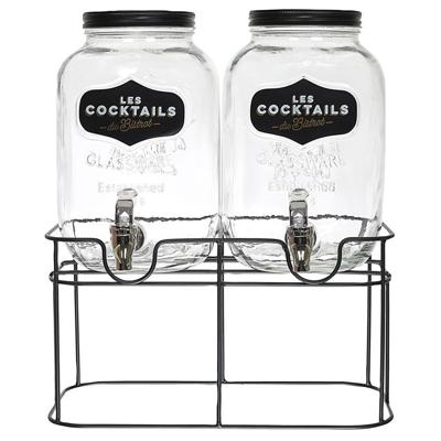 Home Deco Factory Drankdispenser - 8.0 liter - glas - limonadetap - waterdispenser - Dubbele tap