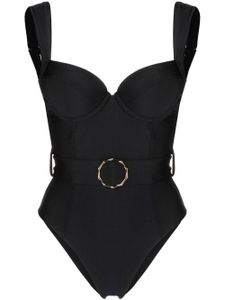 Noire Swimwear maillot de bain bustier à taille ceinturée