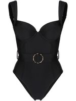 Noire Swimwear maillot de bain bustier à taille ceinturée - thumbnail