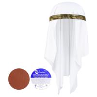 Carnaval verkleed set voor een Arabier/Sjeik - hoofddoek - met flacon bruin schmink