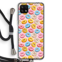 Pink donuts: Samsung Galaxy A22 5G Transparant Hoesje met koord - thumbnail