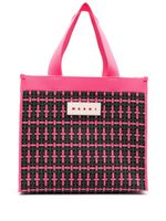 Marni sac cabas en jacquard à patch logo - Rose