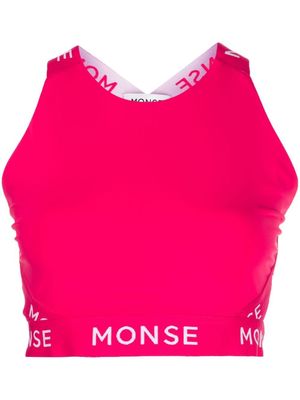 Monse haut de sport dos-nu à logo imprimé - Rose