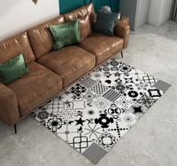 Geometrisch zwart-wit patroon Hydraulische tegels vinyl tapijt