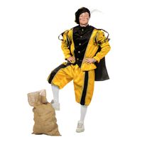 Geel/zwarte pieten kostuum fluweel