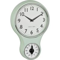 TFA Dostmann 60.3073.20 Wandklok Kwarts, Mechanisch 196 mm x 58 mm x 300 mm Mint, Groen
