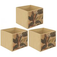 Opbergmand/kastmand - 3x - 29 liter - beige - bamboe - 31 x 31 x 31 cm - thumbnail