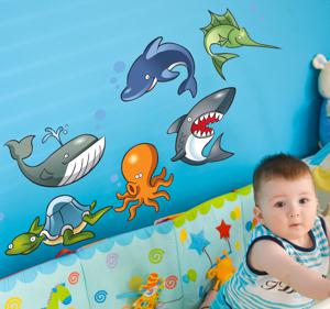 Sticker kinderkamer zeedieren