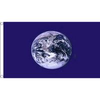 Blauwe wereldbol vlag - thumbnail