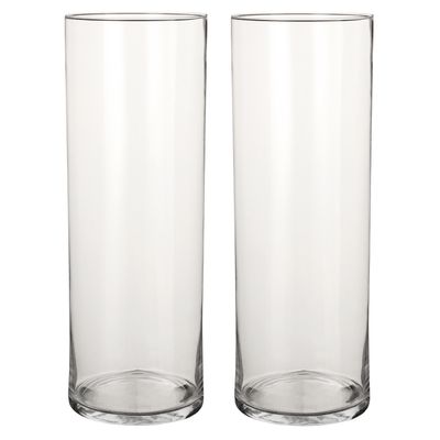 2x Glazen cilinder vaas/vazen 55 cm rond