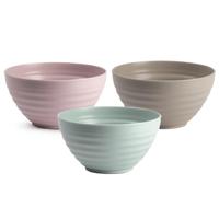 Plasticforte onbreekbaar servies kommetjes - 9x stuks - groen/roze/beige - kunststof - 15 x 8 cm