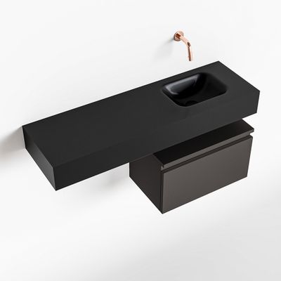 Toiletmeubel Mondiaz Andor | 100 cm | Meubelkleur Dark grey | Lex vrijhangend wastafel Urban Rechts | Zonder kraangat