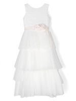 Mimilù robe en tulle à fleurs appliquées - Blanc - thumbnail