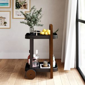 Trolley Umbra Bellwood Met Opberplek 53 x 44 x 80 cm Staal Zwart en Walnoot