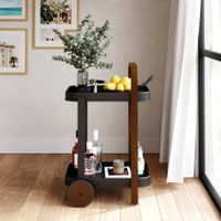 Trolley Umbra Bellwood Met Opberplek 53 x 44 x 80 cm Staal Zwart en Walnoot - thumbnail