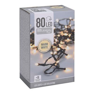 Kerstverlichting - 2x - lichtsnoer - 80 led lampjes - warm wit - 8 meter - kerstlampjes Kerstverlichting - 2x - lichtsnoer - 80 led lampjes - warm wit - 8 meter - kerstlampjes