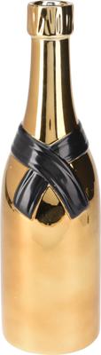 Vaas champagenfles 39cm goud met zwart
