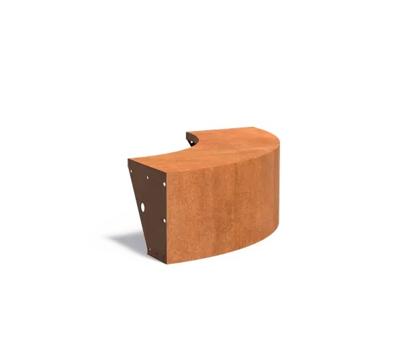 Keerwand cortenstaal buitenbocht 100x100x40cm. brede bovenrand