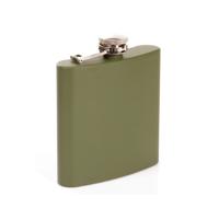 Heupfles - 180 ml - legergroen - metaal - 9 x 10 cm - zakfles Heupfles - 180 ml - legergroen - metaal - 9 x 10 cm - zakfles