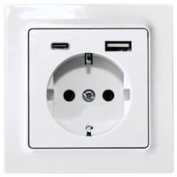 Eltako DSS55E+USBA+C-pm Stopcontact Inbouw (in muur), Schroefbevestiging