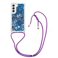 Lunso - Samsung Galaxy S23 Plus - Telefoonhoes met koord - Glitter Blauw Lunso - Samsung Galaxy S23 Plus - Telefoonhoes met koord - Glitter Blauw