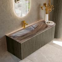 Badmeubel Mondiaz Kurve-Dlux | 125 cm | Meubelkleur Shadow | Wastafelkleur Sombra | Solid surface | Wasbak linker zijde spoelbak | 1 kraangat