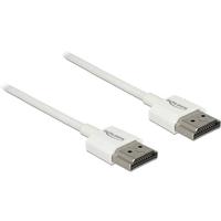 Delock 85137 HDMI-kabel HDMI Aansluitkabel HDMI-A-stekker 2 m Wit Vergulde steekcontacten, 4K UHD, Verdraaid, Afgeschermd (drievoudig) - thumbnail