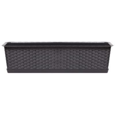 Kunststof plantenbak/bloembak Ratolla - rotan look - donkerbruin - 40 x 17 x 15 cm