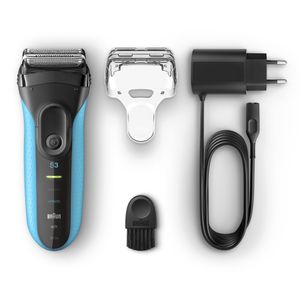 Braun Series 3 ProSkin 3010s Elektrisch Scheerapparaat, Zwart/Blauw - Oplaadbaar Scheerapparaat