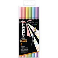 Bic viltstift Intensity Dual tip, etui van 6 stuks, pastel