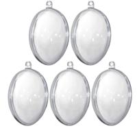 Hobby/decoratie eieren - 5x - transparant - 6 cm - om zelf te vullen