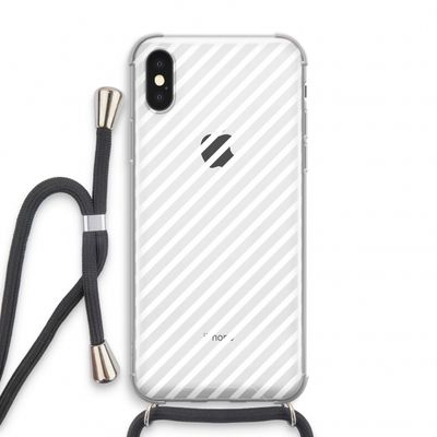 Strepen zwart-wit: iPhone X Transparant Hoesje met koord