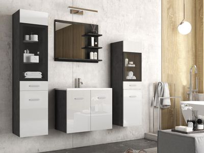 Complete badkamerset MADRID 6 deuren matera/hoogglans wit