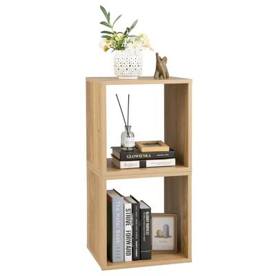 Set van 2 Opbergplanken 2 Opbergkubussen Gecombineerde Tralieplank Stapelbare Boekenkast Opbergrek voor Vinylplaten 38 x 33 x 77 cm