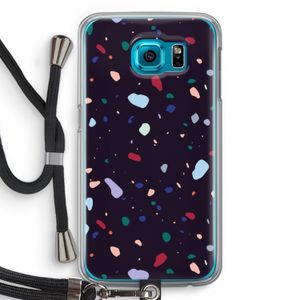 Dark Rounded Terrazzo: Samsung Galaxy S6 Transparant Hoesje met koord