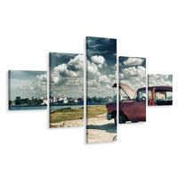 Schilderij - Uitzicht over Havana, Cuba, 5 luik, Premium Print - thumbnail