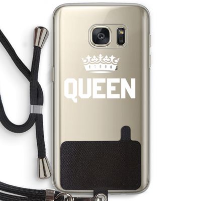 Queen zwart: Samsung Galaxy S7 Transparant Hoesje met koord
