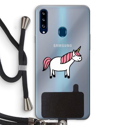 Eenhoorn: Samsung Galaxy A20s Transparant Hoesje met koord